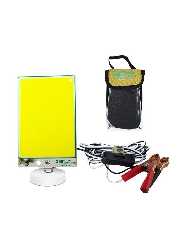 Deepking 13W COB LED Camping Light, Magnetic Base with 12V Battery Clips, 4m Switch Wire, and Carry Bag, Compact Outdoor and Emergency Lighting Tool Rectangle  - Image 1