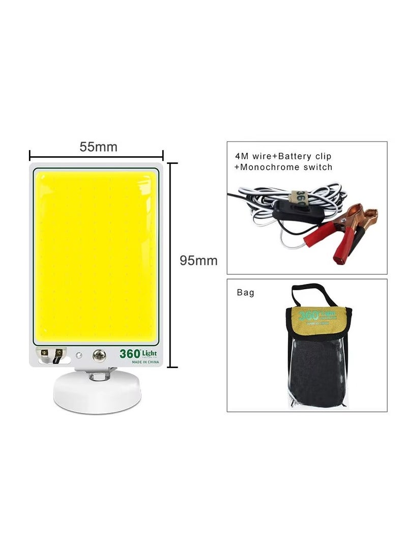 Deepking 13W COB LED Camping Light, Magnetic Base with 12V Battery Clips, 4m Switch Wire, and Carry Bag, Compact Outdoor and Emergency Lighting Tool Rectangle  - Image 2