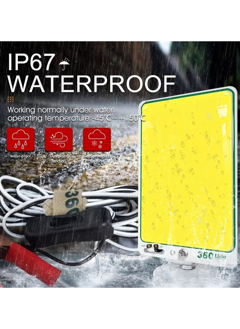 Deepking 13W COB LED Camping Light, Magnetic Base with 12V Battery Clips, 4m Switch Wire, and Carry Bag, Compact Outdoor and Emergency Lighting Tool Rectangle  - Image 3