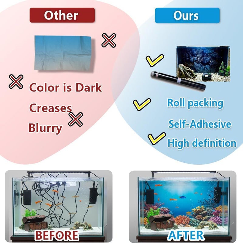 LYYAB Aquarium Background Stickers for 5-12 Gallon Tanks, Cartoon Underwater Self-Adhesive Fish Tank Reptile Terrarium Decor Poster (16 x 12inches / (41 x 31 cm)) - Image 4