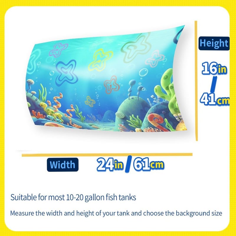 LYYAB Aquarium Background Stickers for 5-12 Gallon Tanks, Cartoon Underwater Self-Adhesive Fish Tank Reptile Terrarium Decor Poster (16 x 12inches / (41 x 31 cm)) - Image 2