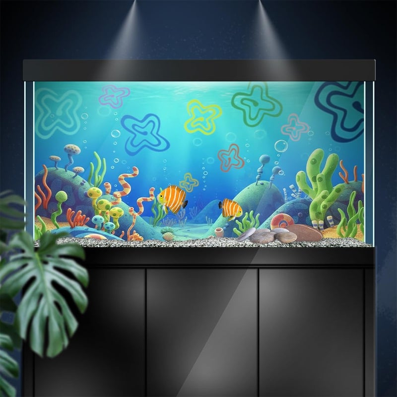 LYYAB Aquarium Background Stickers for 5-12 Gallon Tanks, Cartoon Underwater Self-Adhesive Fish Tank Reptile Terrarium Decor Poster (16 x 12inches / (41 x 31 cm)) - Image 3