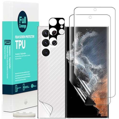 Ibywind for SamSung Galaxy S22 Ultra 5G Screen Protector2PackHydrogel Film with Camera Lens ProtectorEasy Installation ToolBubbleFreeFingerprint Unlock CompatibleAntiShatterAntiScratch - Image 1