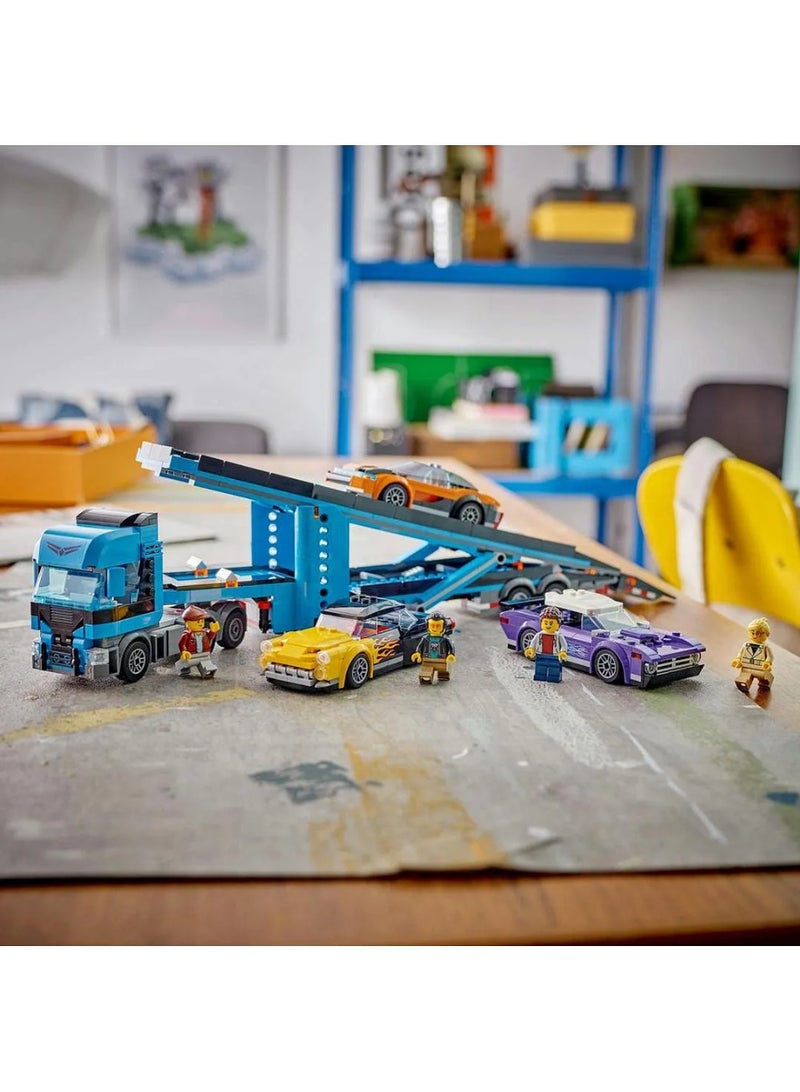 LEGO City Car Transporter Truck with Sports Cars, 4 Vehicle Toy Set for 7 Plus Year Old Kids, Boys & Girls, with Trailer and 4 Minifigures for Imaginative Play, Creative Gift Idea 60408 - Image 5