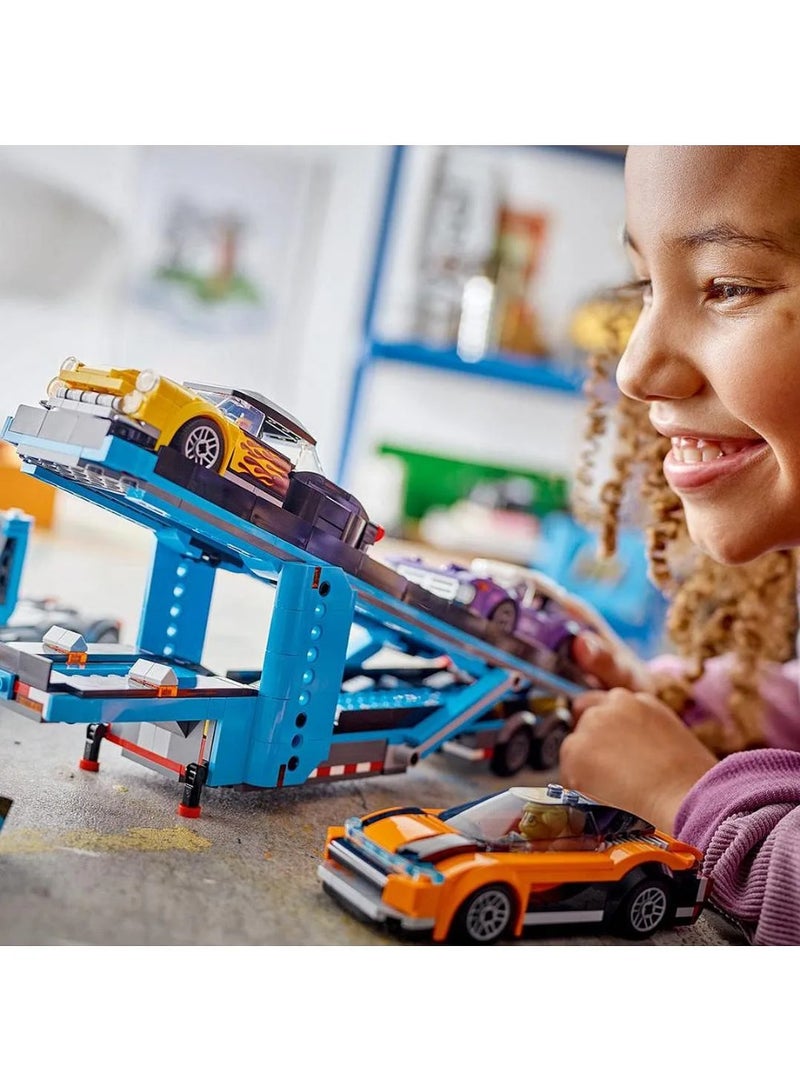 LEGO City Car Transporter Truck with Sports Cars, 4 Vehicle Toy Set for 7 Plus Year Old Kids, Boys & Girls, with Trailer and 4 Minifigures for Imaginative Play, Creative Gift Idea 60408 - Image 3