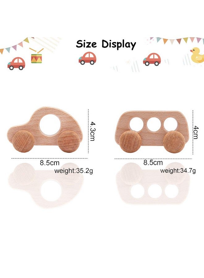 Promise Babe Organic Wooden Baby Push Toys Fine Motor Development Sensory Skills Toy Montessori Grasping Toy 2Pc Wood Car Rattles - Image 4