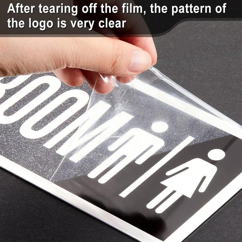 Flutesan 2 Pcs Double Sided Metal Restroom Sign Black Aluminum Bathroom Sign Men and Women Modern Restroom Sign for Business Bathroom Door Sign Restrooms Wall Sign Decor with Screw for Home Office, 12 x 4 Inch - Image 4