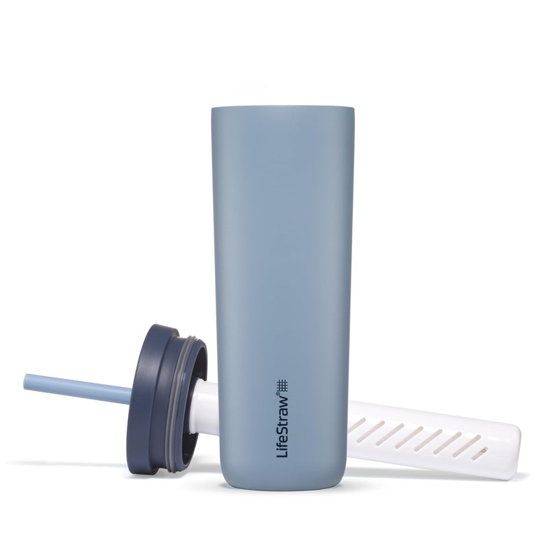 LifeStraw Go Series Tumbler - Double Wall Insulated Stainless Steel Water Filter  Icelandic Blue  Designed for Everyday Use  Removes Bacteria  Parasites  Microplastics  and Improves Taste - Image 1
