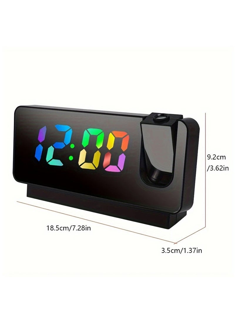 Hihonor LED Large Screen Mirror Projection Alarm Clock, Creative RGB Color Digital Projection Alarm Clock; 180 Degree Plane Projection Time, Time Date Temperature Switching Display (White)  - Image 3