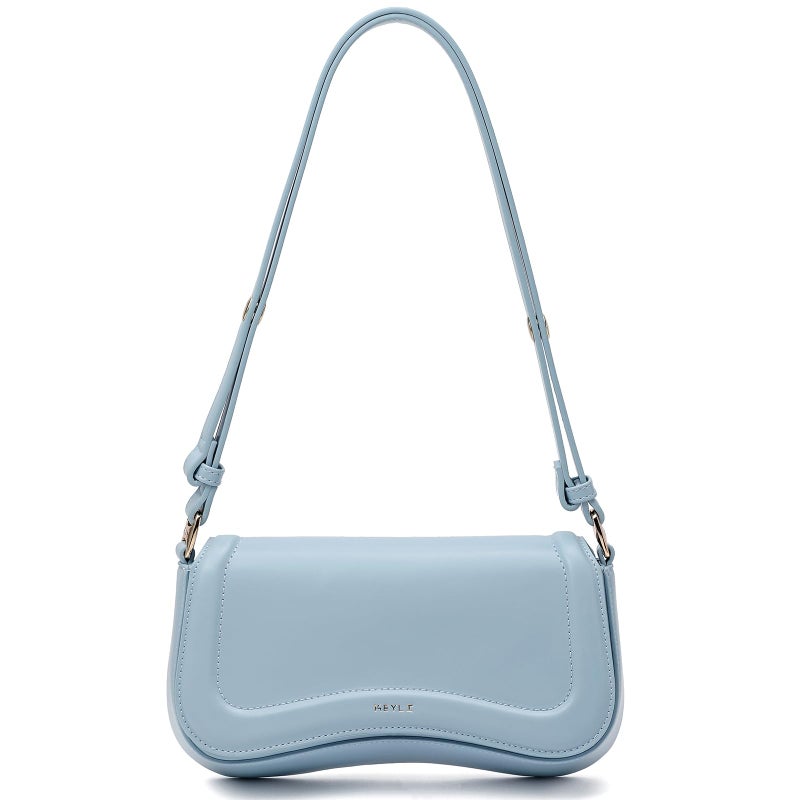 Keyli Women's Light Blue Hobo Handbag, Leather, 10.3" L x 2.4" W x 5.7" H, Magnetic Buckle Lock, Adjustable Handle Drop, Canvas Interior, Ideal for Travel - Image 1