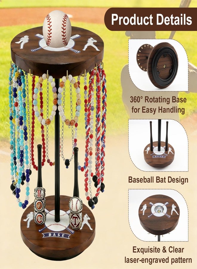 ZCPTZ Baseball Drip Holder & Championship Ring Display - Baseball Jewelry Stand for Men with 18 Hooks, 360°Rotating Baseball Necklace and Ring Holder, Perfect Gifts for Baseball Players and Lovers - Image 4