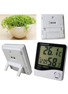 DBest Choice DBest Choice Plastic Standard HTC Digital Display Room Temperature Humidity Meter Tabletop or Wall Mount Clock with Thermometer Calendar Time and Alarm White and Blue 100 x 93 x 20 mm  - Image 5