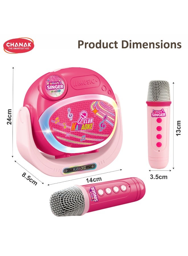 Chanak Smart Singer Karaoke Machine with 2 Wireless Microphones, Bluetooth Kids Karaoke Speaker, Rechargeable Music Player with LED Lights & Clear Sound, Gift Toy for Kids - Image 3