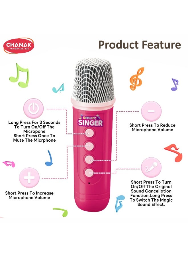 Chanak Smart Singer Karaoke Machine with 2 Wireless Microphones, Bluetooth Kids Karaoke Speaker, Rechargeable Music Player with LED Lights & Clear Sound, Gift Toy for Kids - Image 5