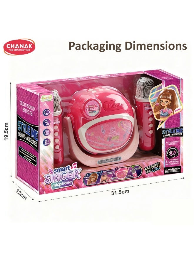 Chanak Smart Singer Karaoke Machine with 2 Wireless Microphones, Bluetooth Kids Karaoke Speaker, Rechargeable Music Player with LED Lights & Clear Sound, Gift Toy for Kids - Image 3