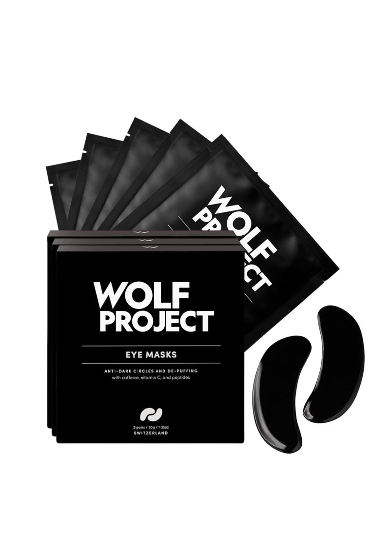 The Wolf Project Wolf Project Under Eye Patches (15 pairs) For Dark Circles, Puffy Eyes, and Wrinkles - With Caffeine, Vitamin C and Peptides. Under Eye Masks Reduce Tired Eyes And Under Eye Bags  - Image 1