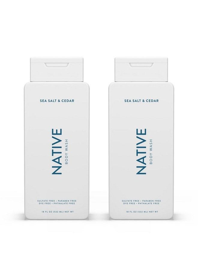 native - غسول للجسم غسول طبيعي للجسم للنساء والرجال؛ خالٍ من الكبريتات والبارابين والصبغة مع مكونات نظيفة مشتقة من الطبيعة، يترك البشرة ناعمة ومرطبة ملح البحر والأرز 18 أونصة، عبوتان - Image 1