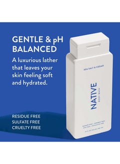 native Body Wash Natural Body Wash For Women Men ; Sulfate Free Paraben Free Dye Free With Naturally Derived Clean Ingredients Leaving Skin Soft And Hydrating Sea Salt & Cedar 18 Oz 2 Pk  - Image 3
