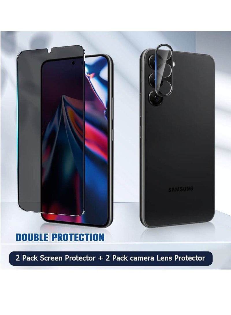 TIGER [عبوتان + 2] واقي شاشة للخصوصية وواقي عدسة الكاميرا لهاتف Samsung Galaxy S23 مقاس 6.1 بوصة، واقي من الزجاج المقوى، تغطية كاملة، صلابة 9H HD مضادة للتجسس - Image 2