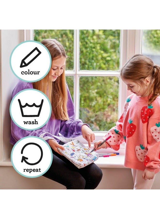 eatsleepdoodle eatsleepdoodle Fairy Tale Coloring Crossbody Bag for Kids w/ 10pk Washable Markers for Kids - 8.5x7in Kids Color-in Crossbody Bag  - Image 3