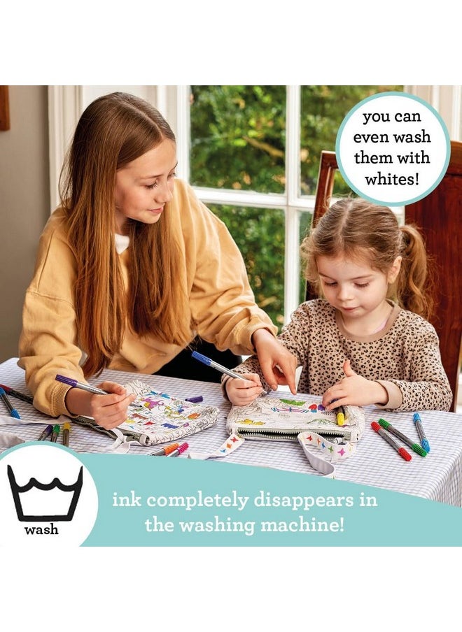 eatsleepdoodle eatsleepdoodle Fairy Tale Coloring Crossbody Bag for Kids w/ 10pk Washable Markers for Kids - 8.5x7in Kids Color-in Crossbody Bag  - Image 5