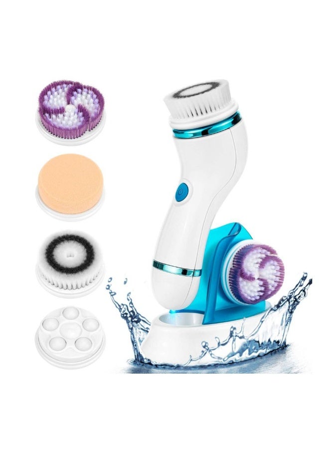 كناير فرشاة تنظيف الوجه الكهربائية 4 في 1 للعناية بالبشرة مع رؤوس متعددة - Image 4