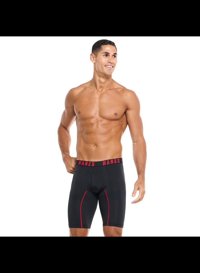 Hanes MNSLL3 Long Leg Boxer Mens Hanes P3 MRL Moves Nylon Spandex  - Image 1