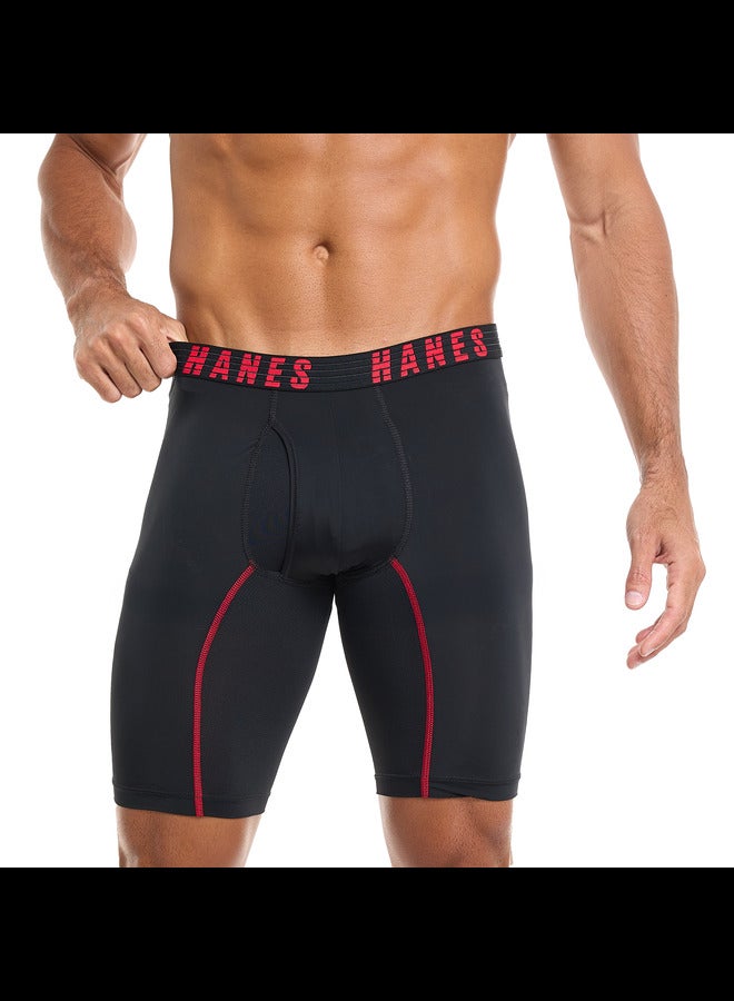 Hanes MNSLL3 Long Leg Boxer Mens Hanes P3 MRL Moves Nylon Spandex  - Image 2