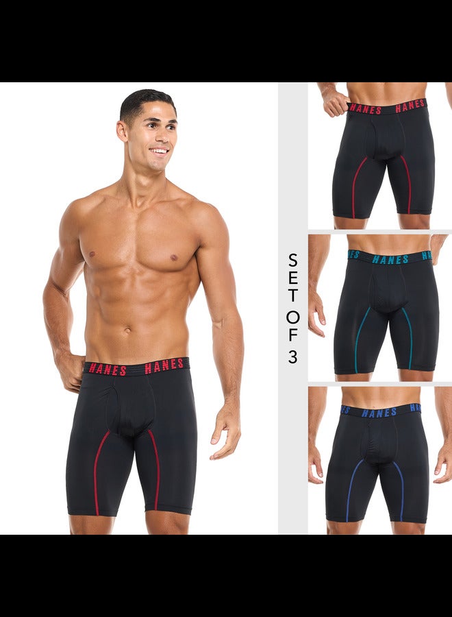 Hanes MNSLL3 Long Leg Boxer Mens Hanes P3 MRL Moves Nylon Spandex  - Image 4