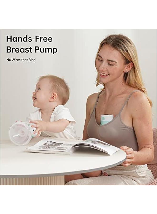 Double Wearable Breast Pump, Electric Hands-Free Breast Pumps with 2 Modes, 9 Levels, LCD Display, Memory Function Rechargeable with Massage and Pumping Mode 24mm Flange-Green - Image 2