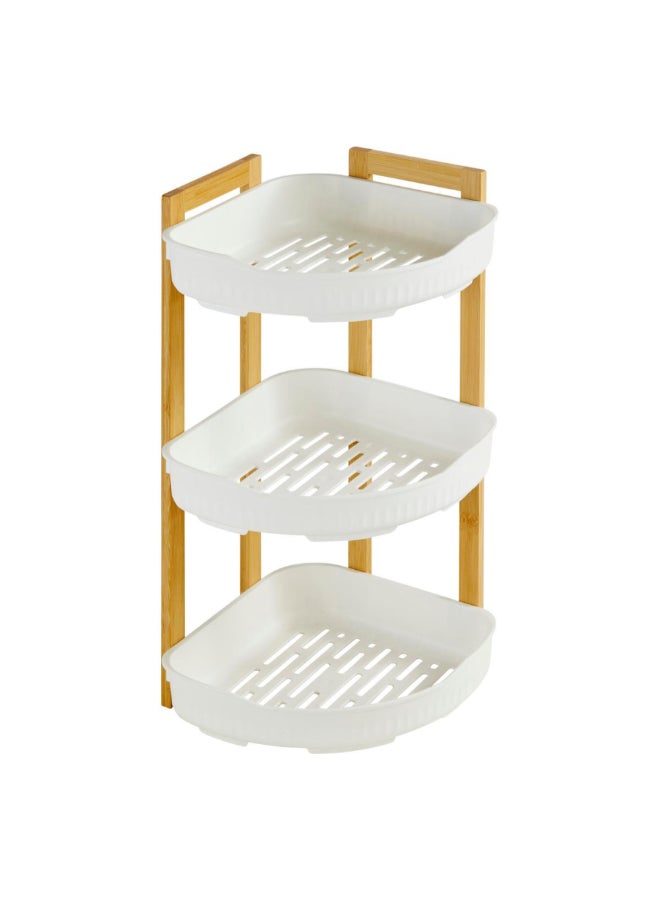 Five Simply Smart Natureo 3-Tier Bamboo Bathroom Corner Shelf White and Brown 45 x 29 x 22 cm 204911 - Image 1