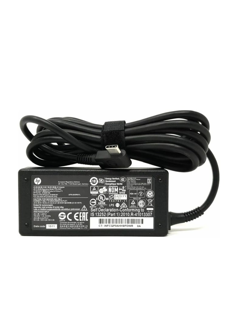 Terabyte شاحن بديل سفر 45 واط من نوع C لجهاز HP Spectre 13 Elite x2 1012 TYPE-C USB-C بدون سلك/كابل - Image 1