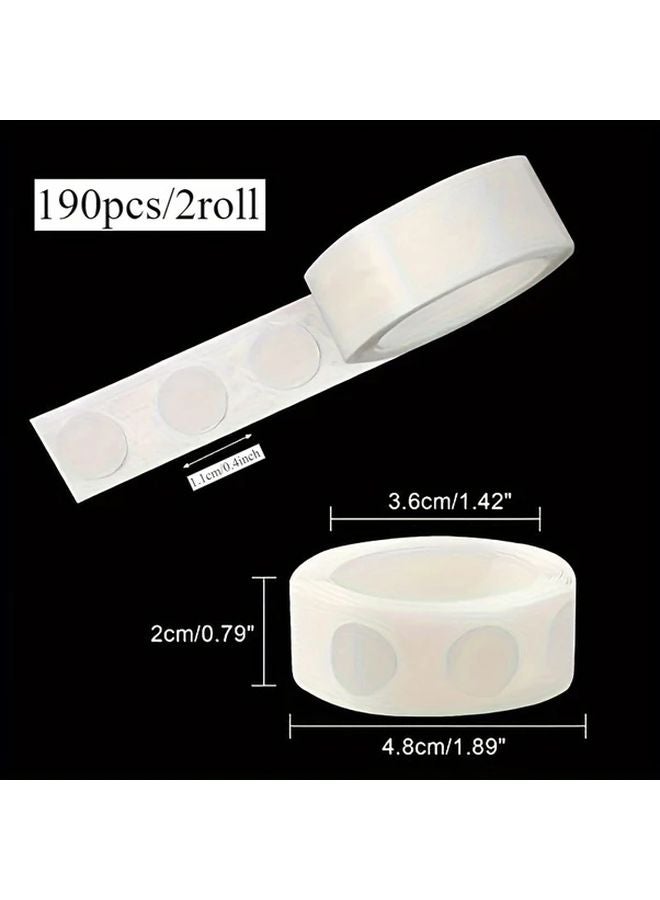 2 Rolls 190pcs Round Adhesive Dots Double Sided No Residue Stickers For Crafts - Image 1