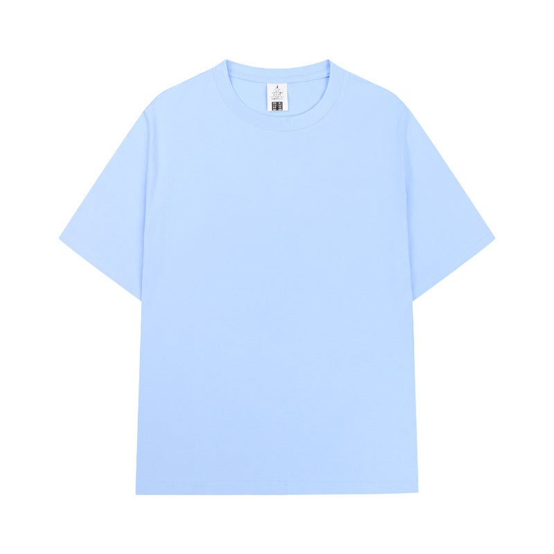 240G double yarn pure cotton t-shirt summer FOG heavy solid color drop shoulder short-sleeved men's loose trendy couple top half-sleeved - Image 5