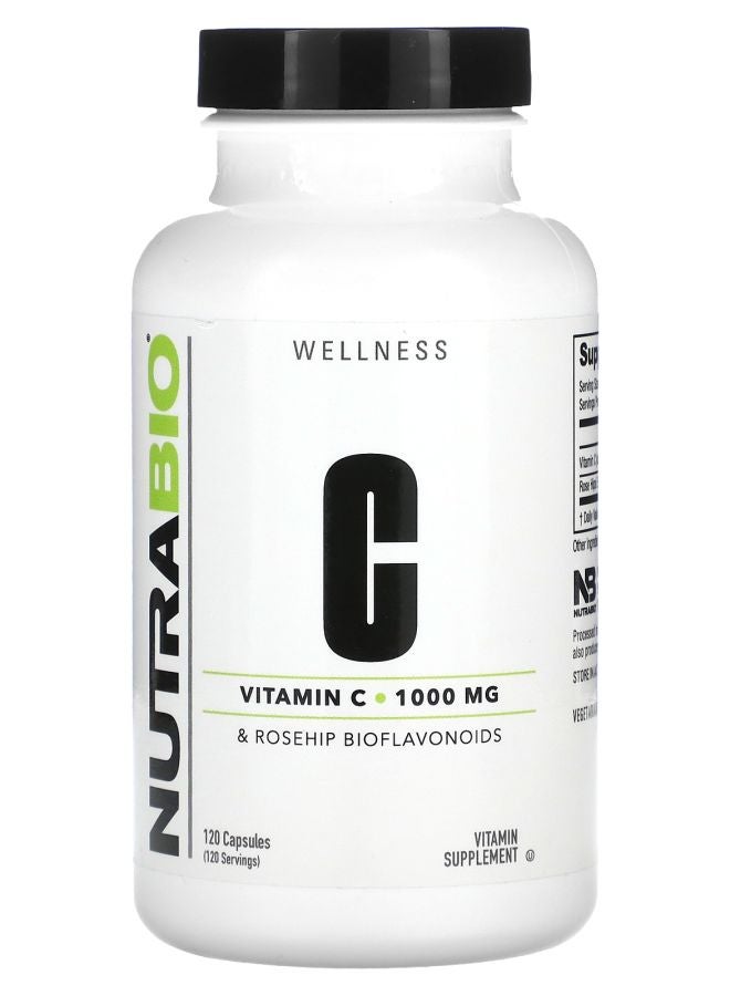 NutraBio Vitamin C  1000 mg  120 Capsules