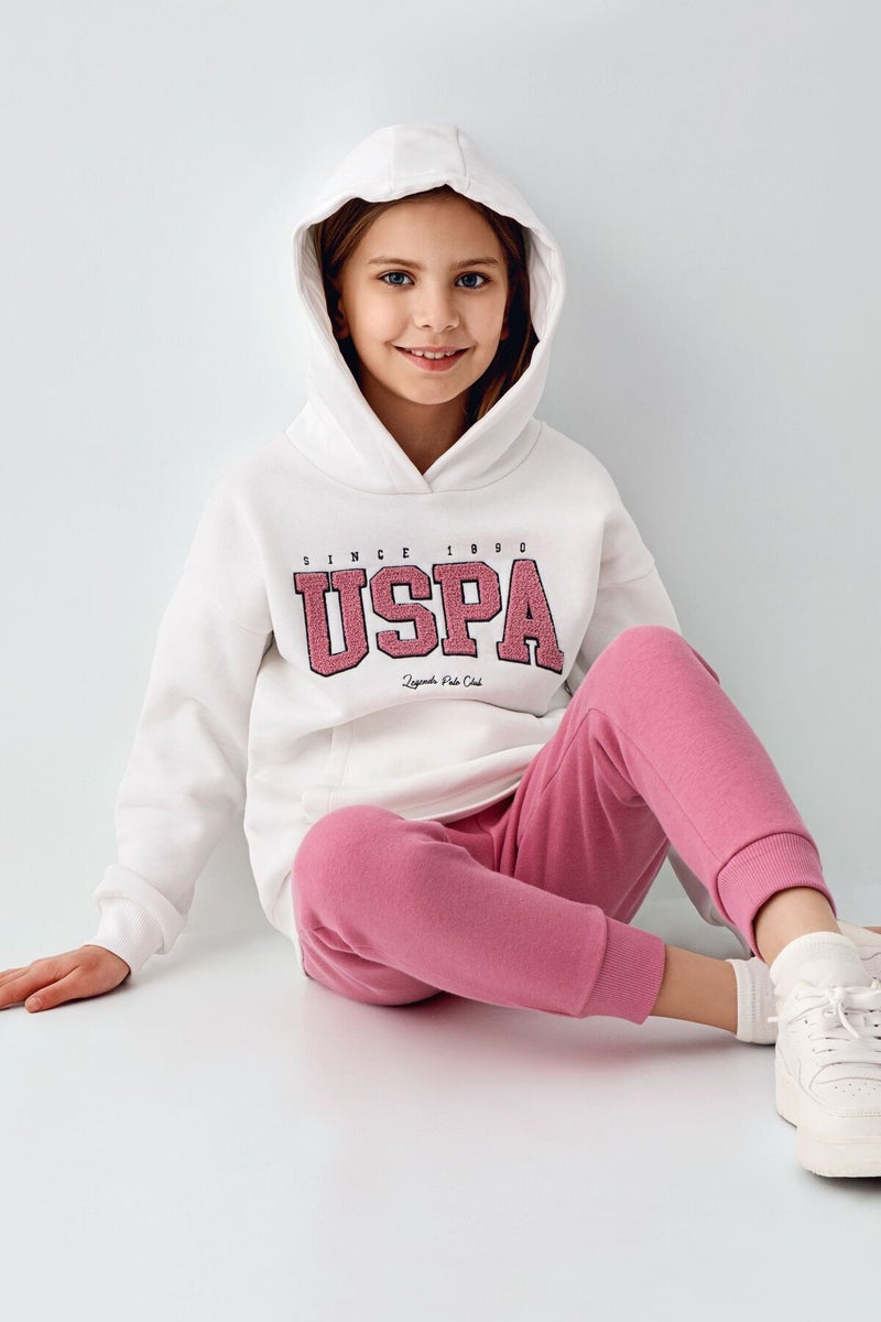 يو اس بولو اسن طقم يو إس بولو للبنات، أبيض، قطعتين - Image 2