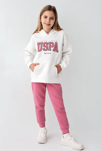 يو اس بولو اسن U.S. Polo Assn. Girls White Tracksuit Set