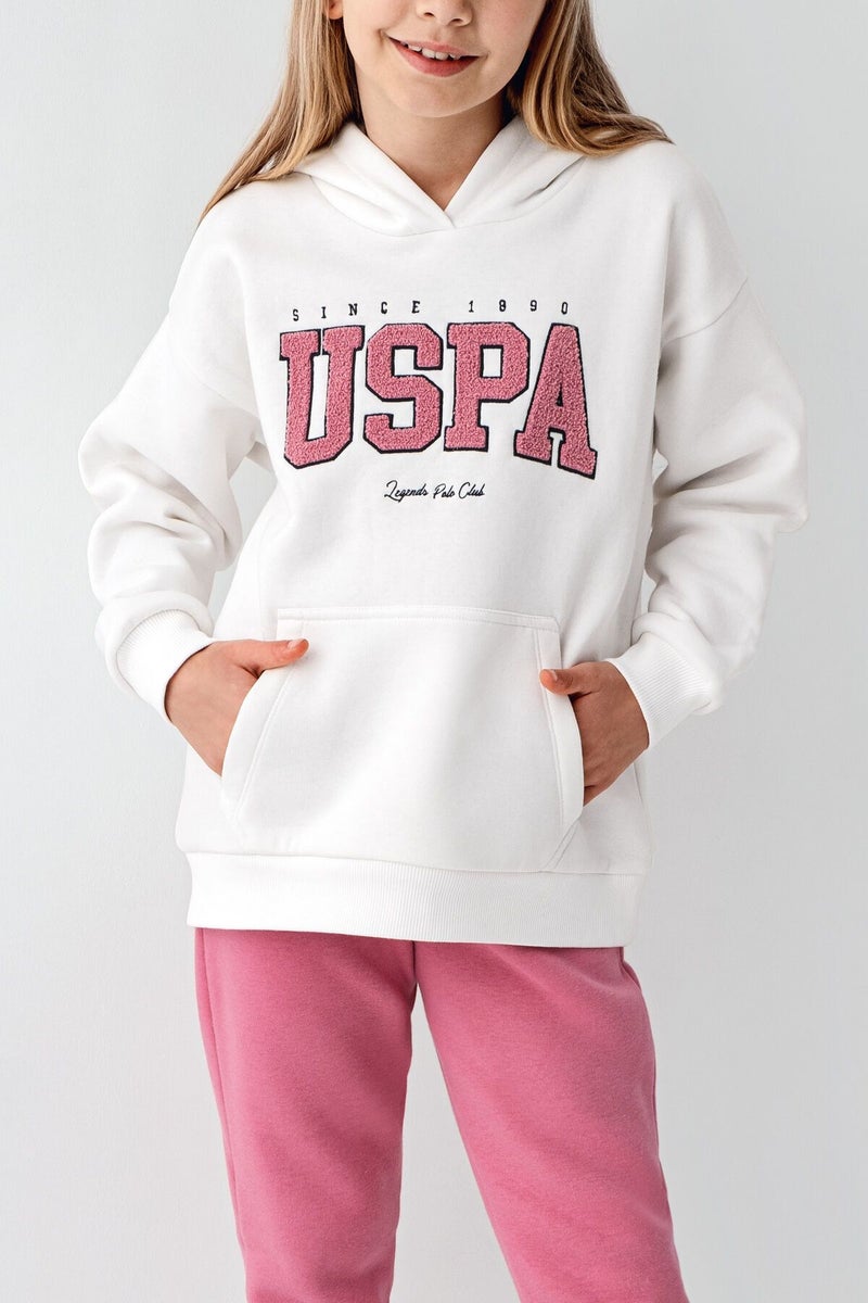 يو اس بولو اسن طقم يو إس بولو للبنات، أبيض، قطعتين - Image 3