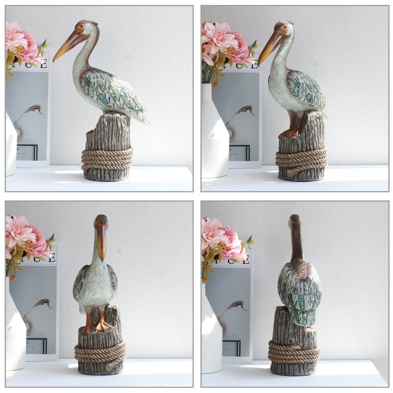 Lukitas Standing Pelican Statue and Sculpture Decor, Nautical Coastal Beach Bird Figurine, Creative Decorative Ornament for Home Garden Yard Lawn Outdoor, Resin 14'' - Image 2