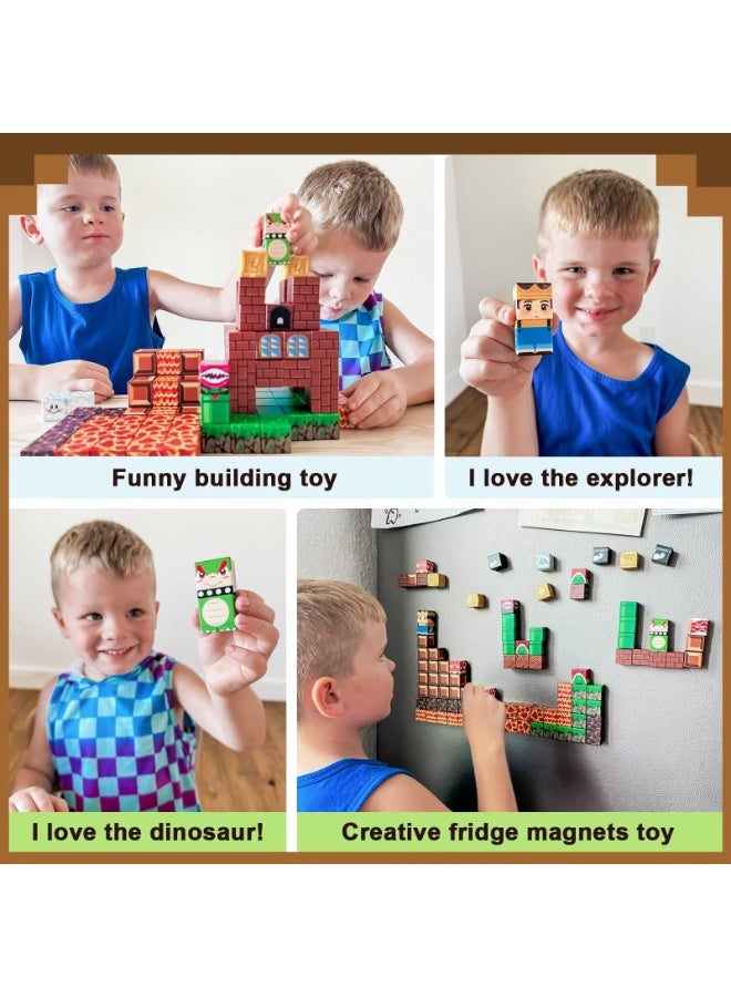 NIBEMINENT Magnetic Blocks - Build Mine Magnet World Kids Games Magnet Building Toys Kingdom & Lava World Adventure 1'' Magnetic Cubes STEM Toys Christmas Birthday Gifts for 3+ Years Old Boys Girls - Image 2