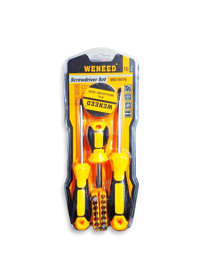 16 in 1 Screwdriver Set, Professional High Quality Tool Kit with Insulated Handles, Ideal for Home Repairs, Electrical Maintenance, and Furniture Assembly, Includes PVC Electrical Tape - Image 1