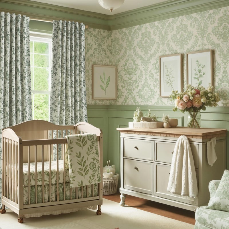 StangH 100% Blackout Curtains Floral Printed Pattern Thermal Insulated Privacy Drapes French Farmhouse Style for Living Room/Bedroom/Sliding Doorï¼ŒW52 x L84ï¼ŒSage Greenï¼Œ2 Panels - Image 2