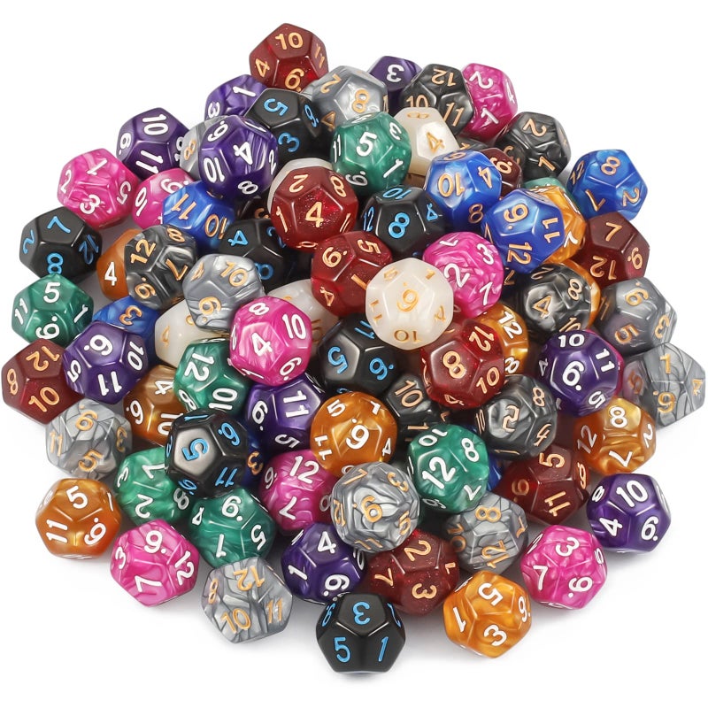 CiaraQ DND Polyhedral Dice 100pcs with A Dice Bag Compatible with Dungeons and Dragons DND RPG MTG Role Playing Table Games D12 dice 10 colors100 pcs - Image 3
