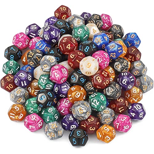 CiaraQ DND Polyhedral Dice 100pcs with A Dice Bag Compatible with Dungeons and Dragons DND RPG MTG Role Playing Table Games D12 dice 10 colors100 pcs - Image 1