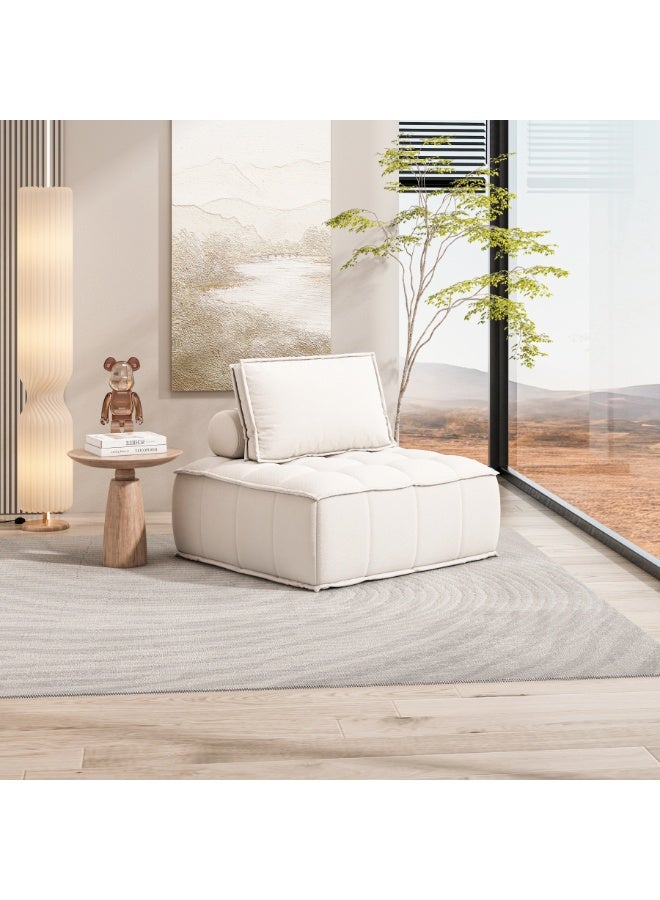 Lovesac Modular Sectional Sofa, Modern Floor Single Chair with Two Removable Back Cushions, 1PCS, white - Image 1