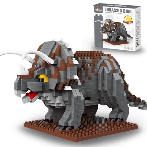 IBLOTIME Triceratops Dinosaur Building Sets 860 Pieces Micro Block Model Detailed DIY Dinosaur Build with Display Base Creative Challenge Project Birthday 14 - Image 1