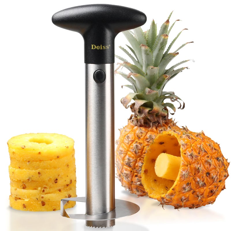 Deiss PRO Pineapple Corer 2 in 1 Stainless Steel Pineapple Cutter Tool Corer Tool Kitchen Pineapple Corer And Slicer Tool Fruit Cutter Tool Pineapple Slicer And Corer Dishwasher Safe