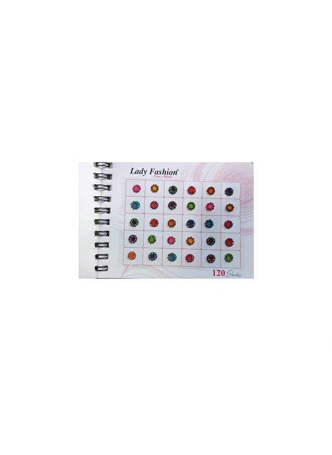 ATCUSA Lady Fashion Premium Spiral Book Round Multicolored Bindi with Crystals - Bridal Forehead Decor / Belly Decor / Stickers for crafts / Temporary Tattoo / Body Art / Jewel - Various Sizes (6mm - 120 Bin 