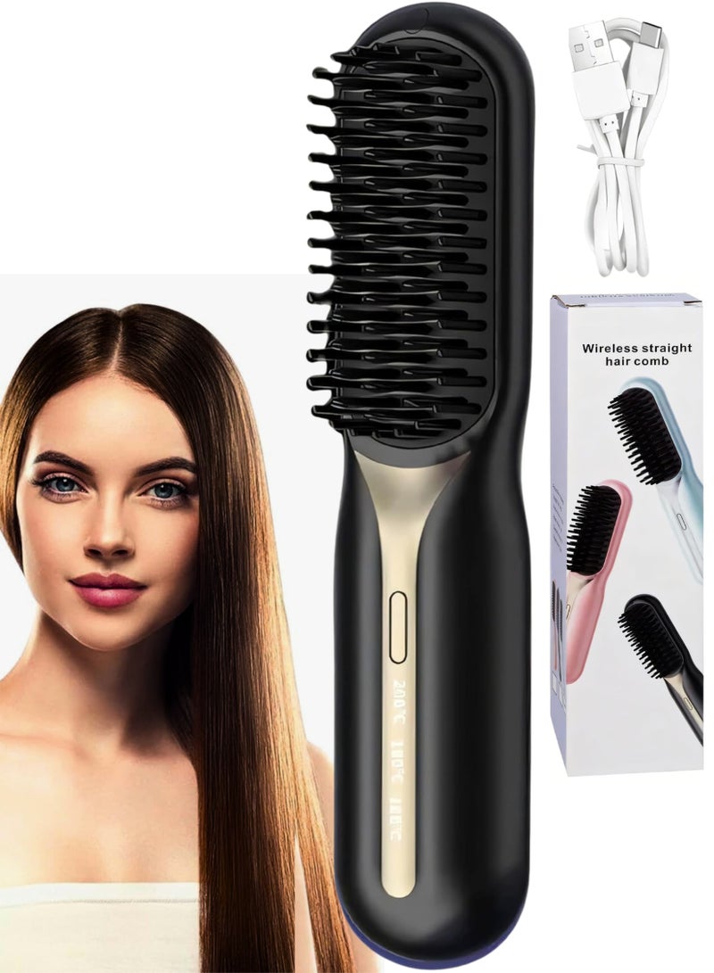 ARGT فرشاة فرد الشعر المحمولة بدون سلك، مشط فرد مصغر للسفر، قابلة للشحن عبر USB، مشط ساخن أيوني سالب للرجال والنساء، أداة تصفيف شعر خفيفة وآمنة - Image 1