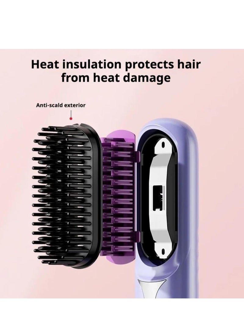 ARGT فرشاة فرد الشعر المحمولة بدون سلك، مشط فرد مصغر للسفر، قابلة للشحن عبر USB، مشط ساخن أيوني سالب للرجال والنساء، أداة تصفيف شعر خفيفة وآمنة - Image 3
